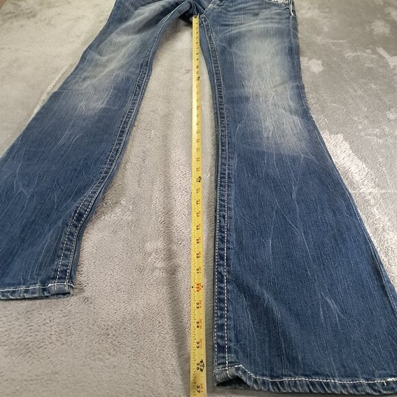 NEW NWT Daytrip Aquarius Flare Jean Women 32x37, Tag 30 XL Contrast Stitch Blue - Picture 11 of 16